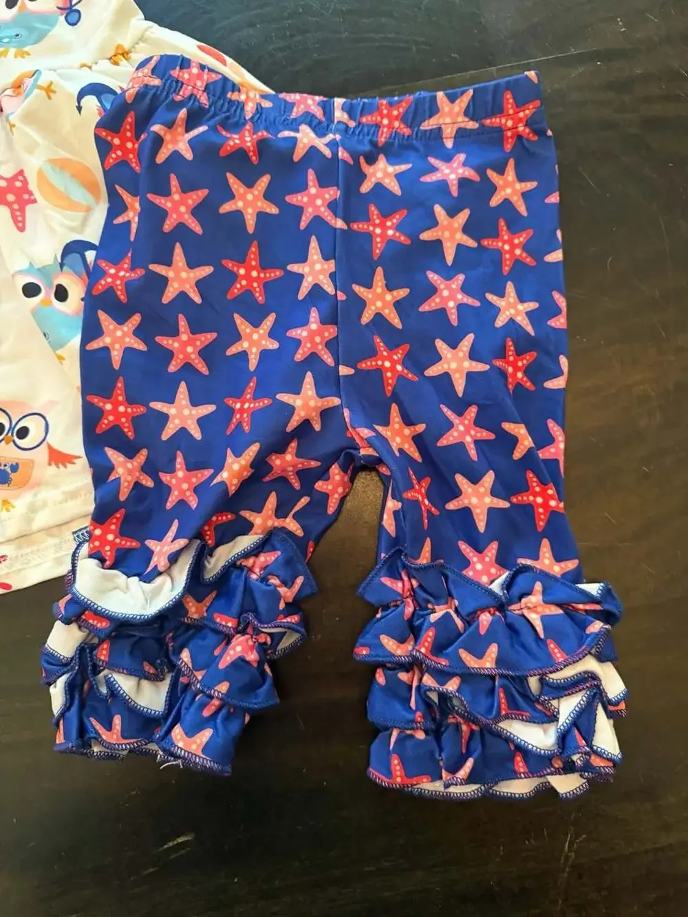 Pete + Lucy Owl and Starfish Print Tunic Top and Ruffle Leggings Set